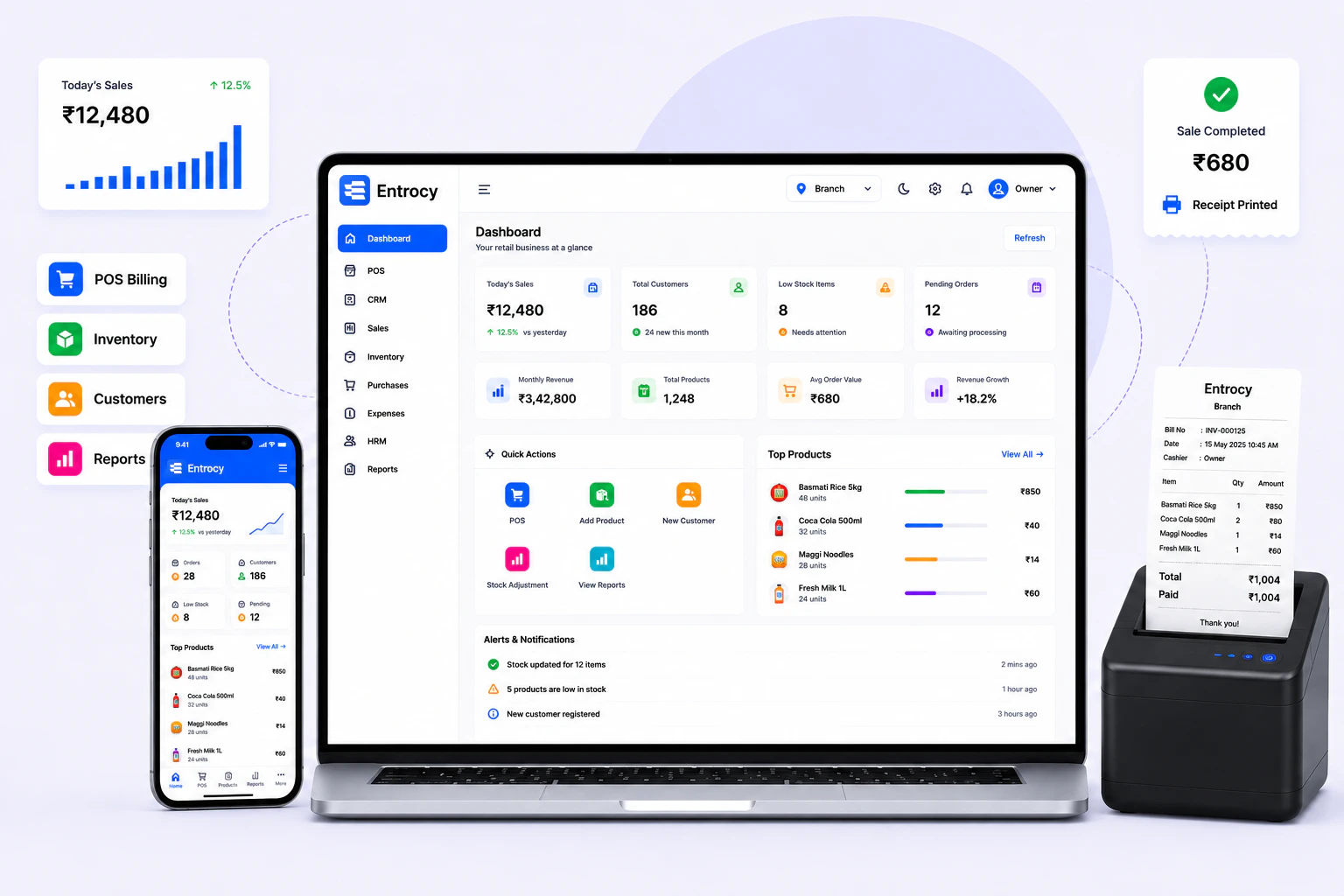 Entrocy POS and business management platform dashboard